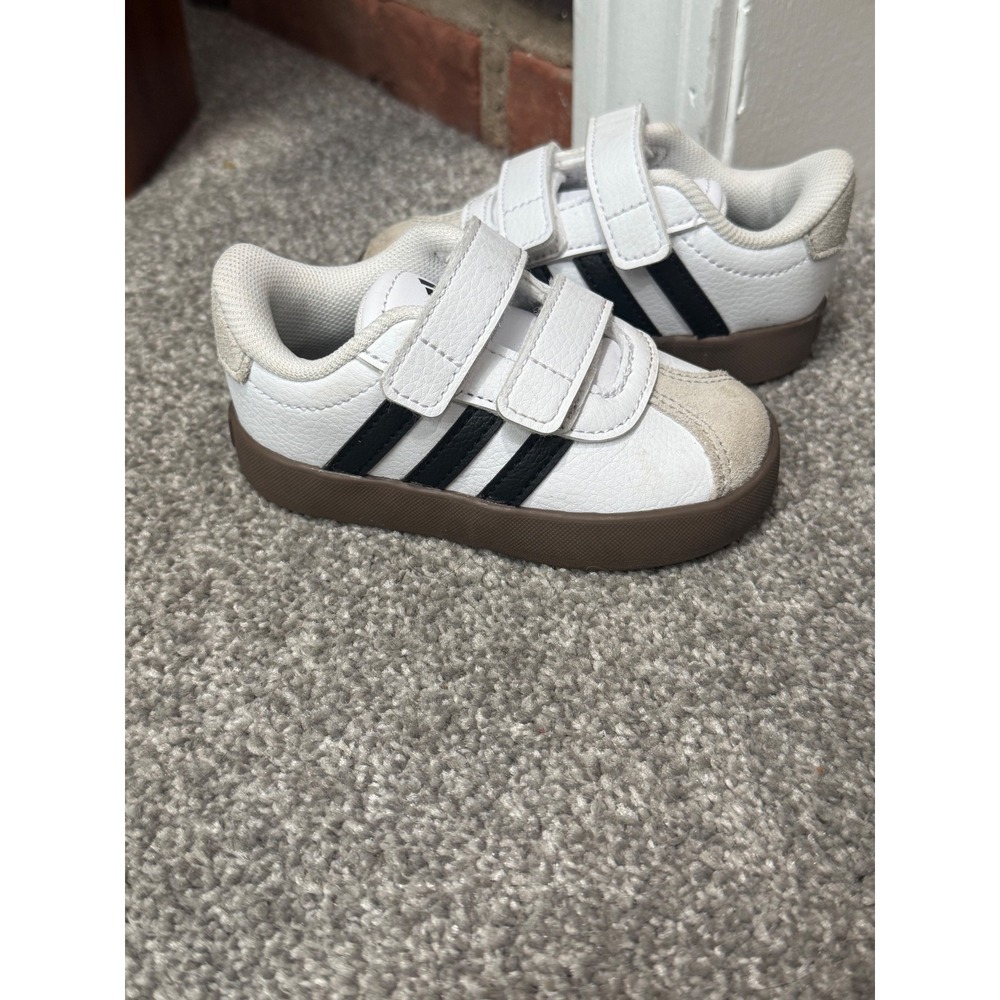 Adidas VL Court 3.0 Toddler Shoes White Black Gum Size 5K